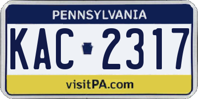 PA license plate KAC2317