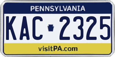 PA license plate KAC2325
