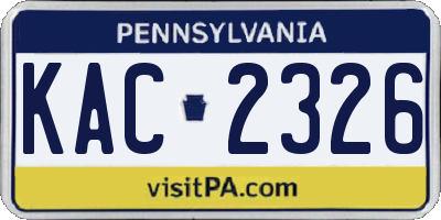PA license plate KAC2326