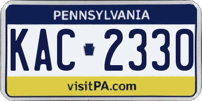 PA license plate KAC2330