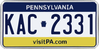 PA license plate KAC2331