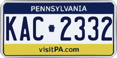 PA license plate KAC2332
