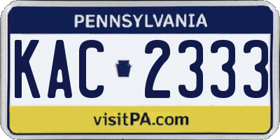 PA license plate KAC2333