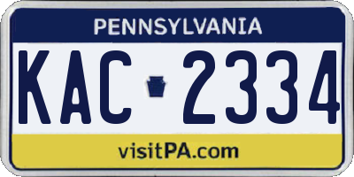 PA license plate KAC2334