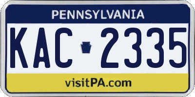 PA license plate KAC2335