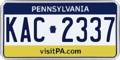 PA license plate KAC2337