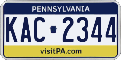PA license plate KAC2344