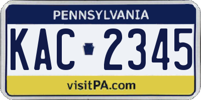 PA license plate KAC2345