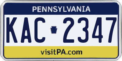 PA license plate KAC2347