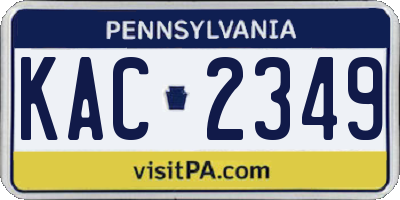 PA license plate KAC2349