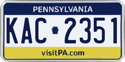 PA license plate KAC2351