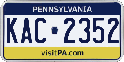 PA license plate KAC2352