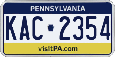 PA license plate KAC2354
