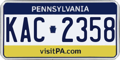 PA license plate KAC2358