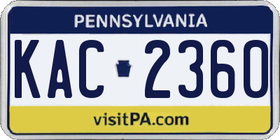 PA license plate KAC2360