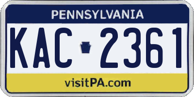 PA license plate KAC2361