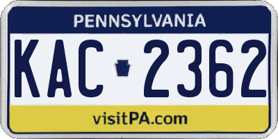 PA license plate KAC2362