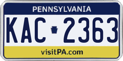 PA license plate KAC2363