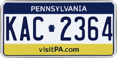 PA license plate KAC2364