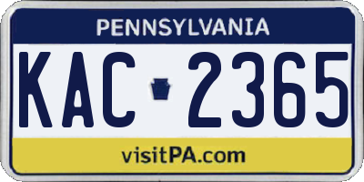 PA license plate KAC2365