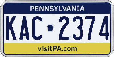 PA license plate KAC2374