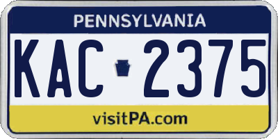 PA license plate KAC2375