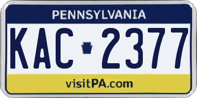 PA license plate KAC2377