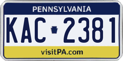 PA license plate KAC2381
