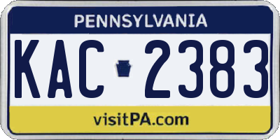 PA license plate KAC2383