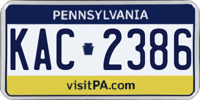 PA license plate KAC2386