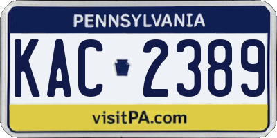 PA license plate KAC2389