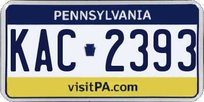 PA license plate KAC2393