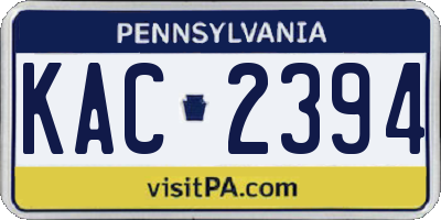 PA license plate KAC2394