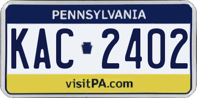 PA license plate KAC2402