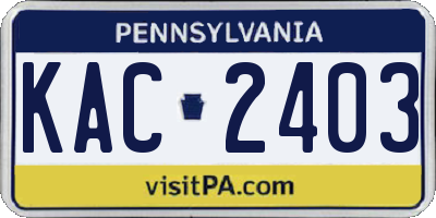 PA license plate KAC2403