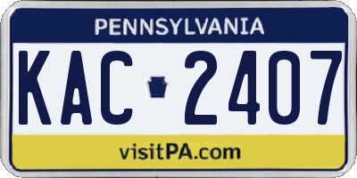 PA license plate KAC2407