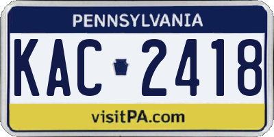 PA license plate KAC2418