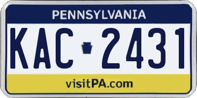 PA license plate KAC2431