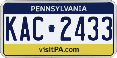 PA license plate KAC2433