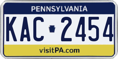 PA license plate KAC2454