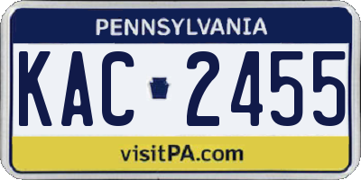 PA license plate KAC2455