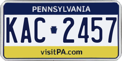 PA license plate KAC2457