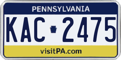 PA license plate KAC2475