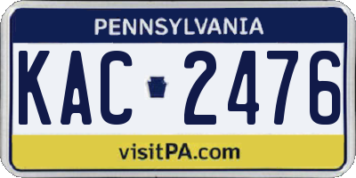 PA license plate KAC2476