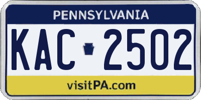 PA license plate KAC2502