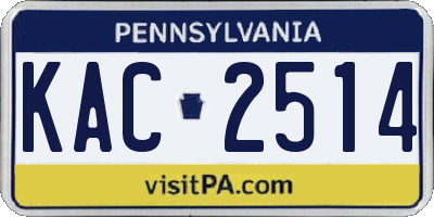 PA license plate KAC2514