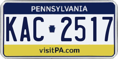 PA license plate KAC2517