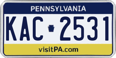 PA license plate KAC2531