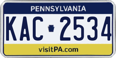 PA license plate KAC2534