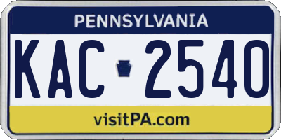 PA license plate KAC2540